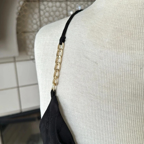 Zara black jacquard slip dress with chain strap Material: satin xs - Picture 6 of 6